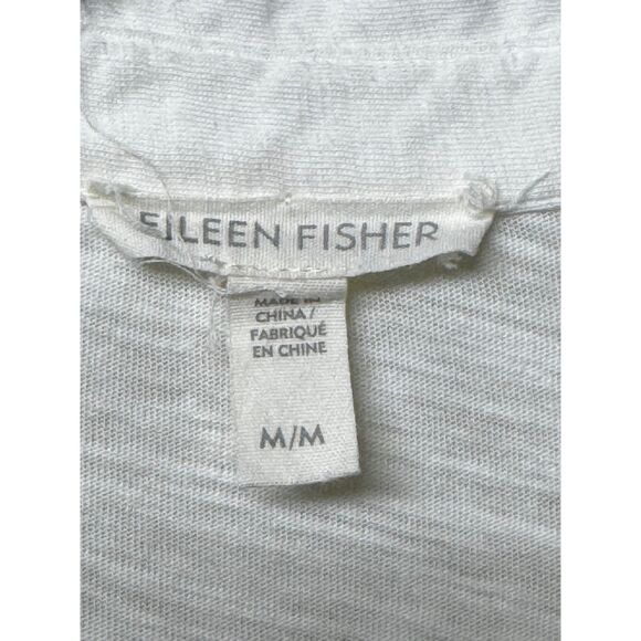 EILEEN FISHER 100% Organic Cotton Mother of Pearl Button Crisp White, Sz M - Picture 6 of 7